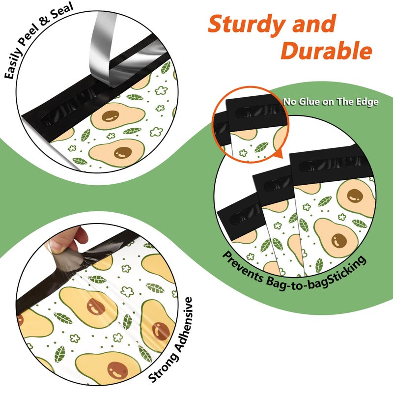 Vapulcio Poly Mailers 12x15.5 Inch 50 Pcs - Avocado printed Shipping Bags, 2.4mil Thickness, Waterproof and Tear Resistant Mailing Envelopes, Self-Sealing Packaging Bags for Small Business - Image 3